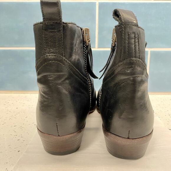 Golden Goose Deluxe Viand Leather Ankle Boots Black 37 Exposed Zip Closure - Picture 3 of 9